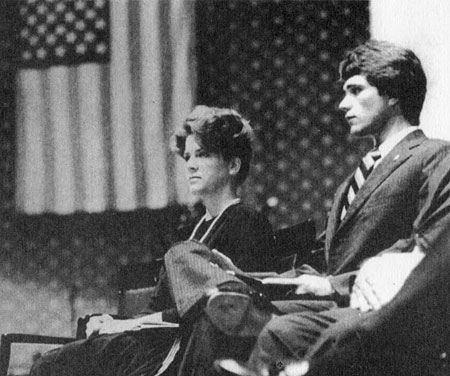 Congressman McDonald’s wife, Kathryn, and son, Trygvvi, at the Washington memorial service for him after the airliner he was a passenger on was shot down by the Soviet Union in 1983.